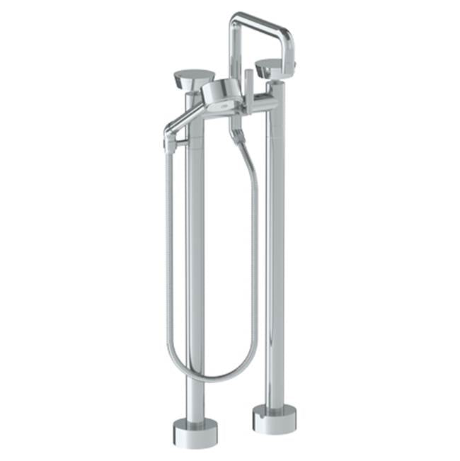 Watermark - Floor Standing Square Bath set with Volume Hand Shower - Vintage Copper