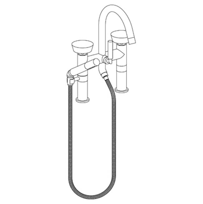 Watermark - Deck Mounted Exposed Gooseneck Bath Set with Hand Shower - Vintage Copper
