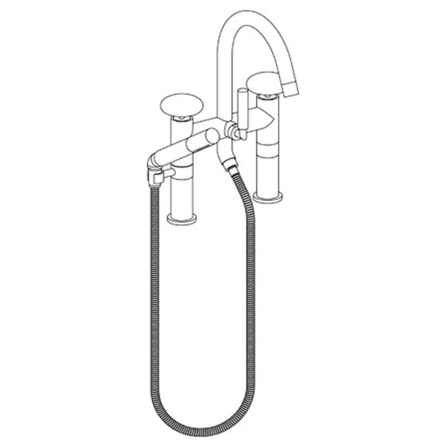 Watermark - Deck Mounted Exposed Gooseneck Bath Set with Hand Shower - Vintage Copper
