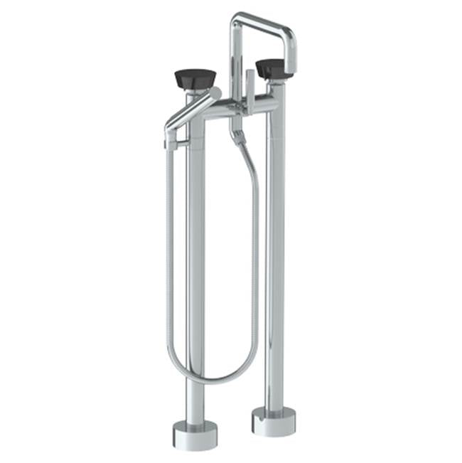 Watermark - Floor Standing Square Bath set with Slim Hand Shower - Vintage Copper