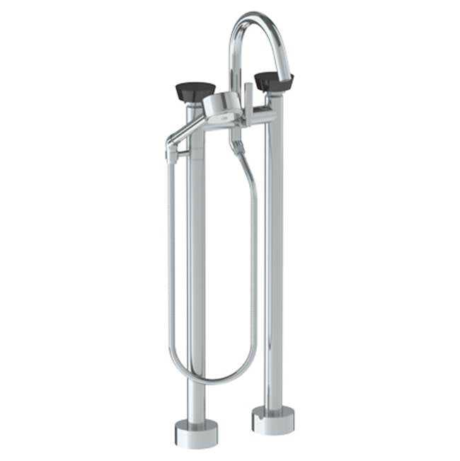 Watermark - Floor Standing Gooseneck Bath Set with Volume Hand Shower - Vintage Copper
