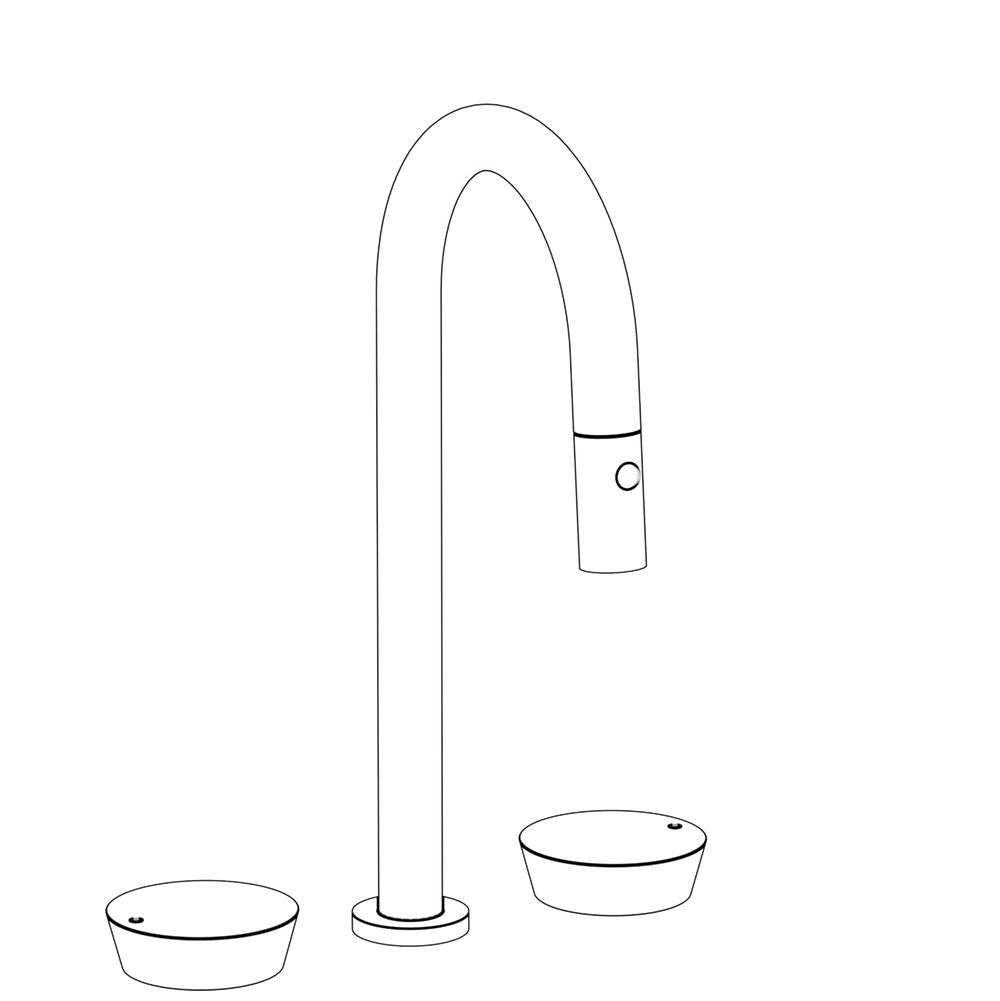 Watermark - Deck Mounted 3 Hole Gooseneck Prep Faucet with Pull Down Spray - Vintage Copper