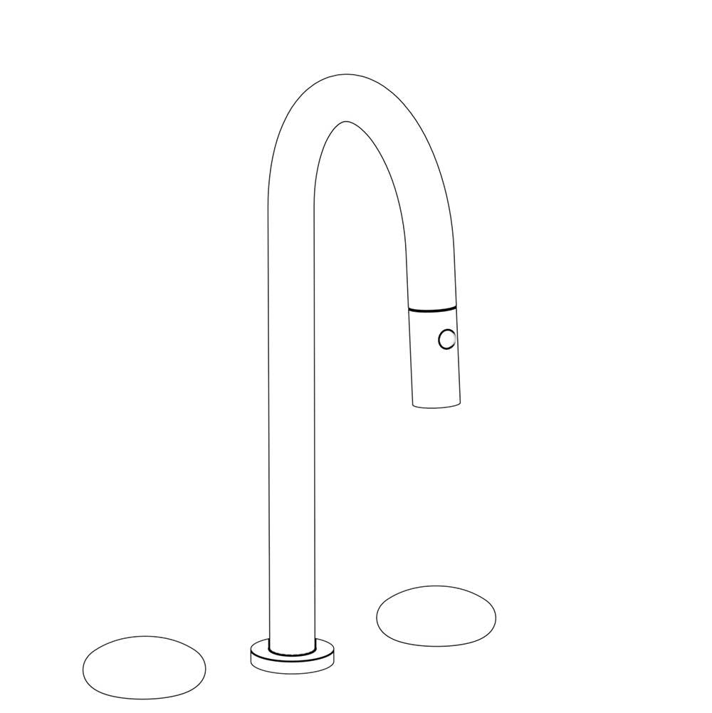 Watermark - Deck Mounted 3 Hole Gooseneck Prep Faucet with Pull Down Spray - Vintage Copper