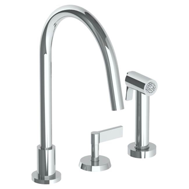 Watermark - Deck Mounted 3 Hole Gooseneck Kitchen Set - Includes Side Spray - Vintage Copper