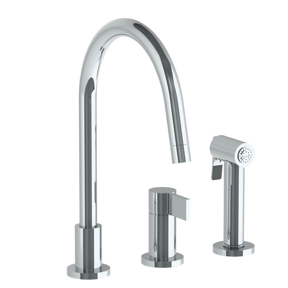 Watermark - Deck Mounted 3 Hole Gooseneck Kitchen Set - Includes Side Spray - Vintage Copper