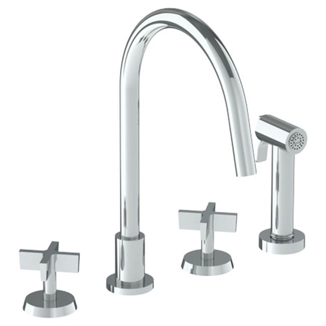 Watermark - Deck Mounted 4 Hole Gooseneck Kitchen Set - Includes Side Spray - Vintage Copper