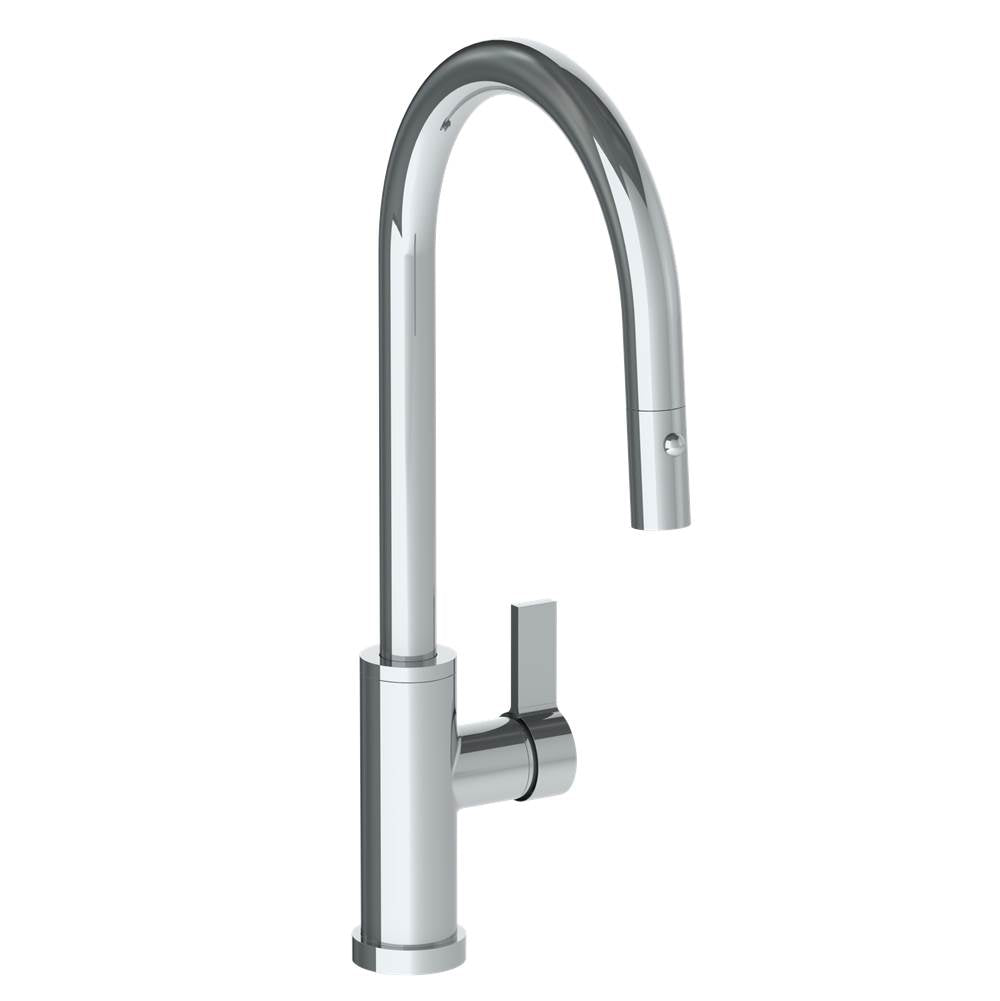 Watermark - Deck Mounted 1 Hole Gooseneck Kitchen Faucet with Pull Down Spray - High Spout - Vintage Copper