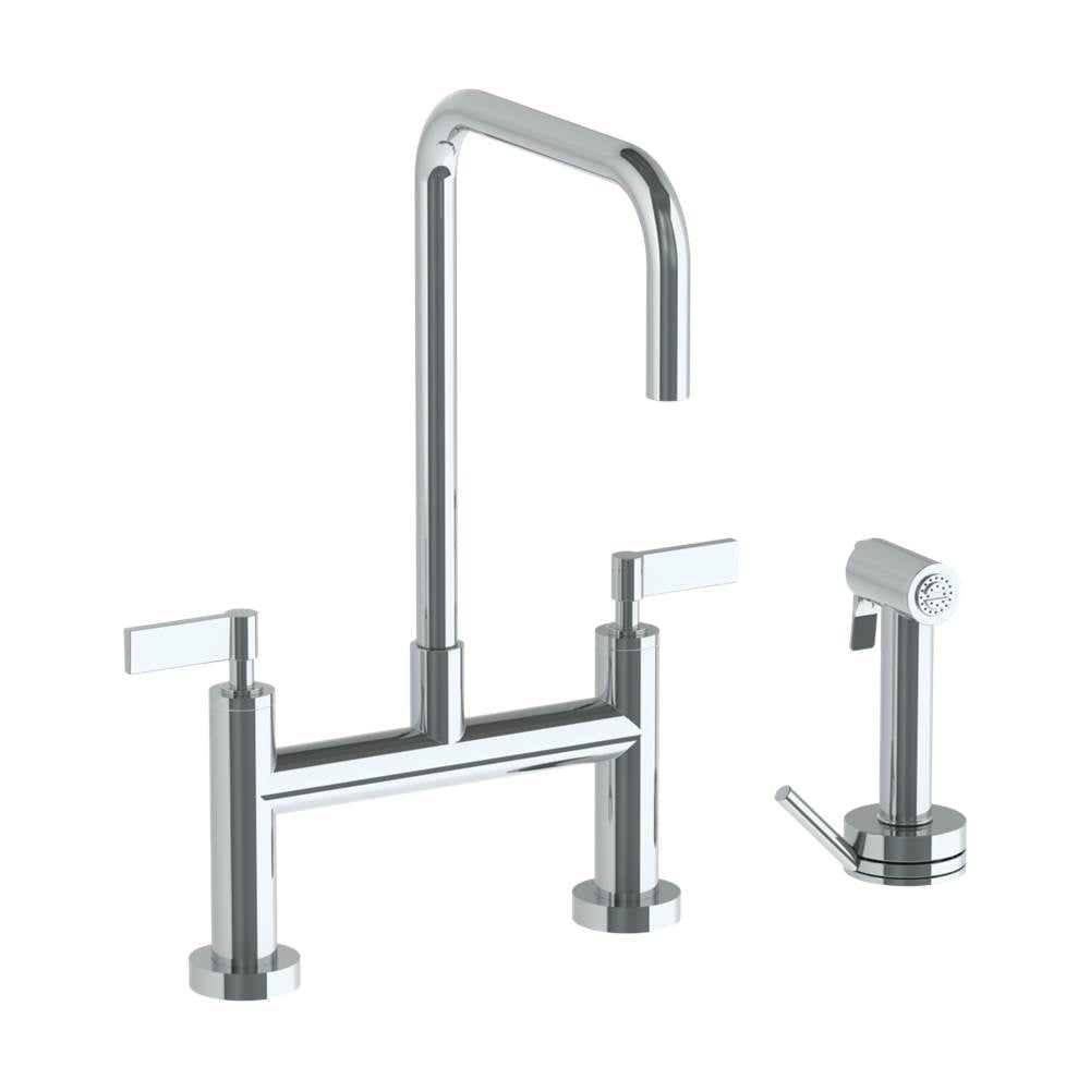 Watermark - Deck Mounted Bridge Square Top Kitchen Faucet with Independent Side Spray - Vintage Copper