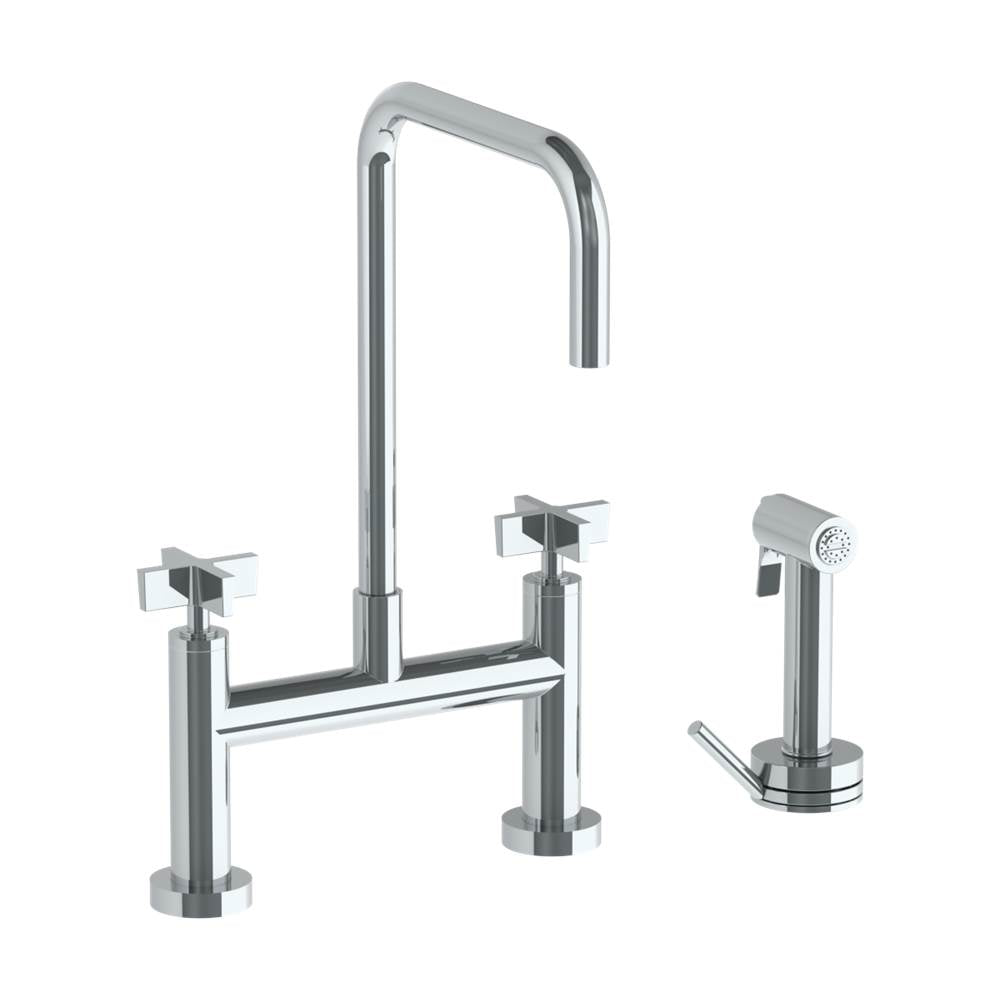 Watermark - Deck Mounted Bridge Square Top Kitchen Faucet with Independent Side Spray - Vintage Copper