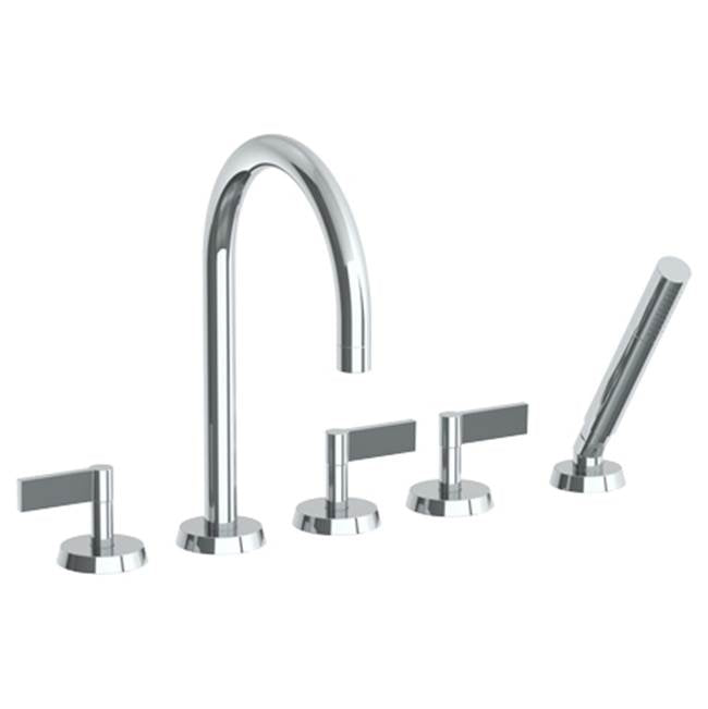 Watermark - Deck Mounted 5 Hole Gooseneck Bath set - Vintage Copper