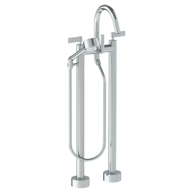 Watermark - Floor Standing Gooseneck Bath Set with Volume Hand Shower - Vintage Copper
