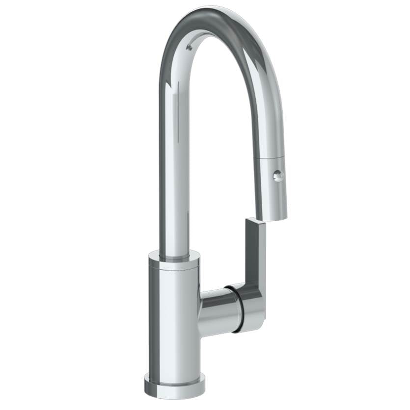 Watermark - Deck Mounted 1 Hole Gooseneck Prep Faucet with Pull Down Spray - Vintage Copper