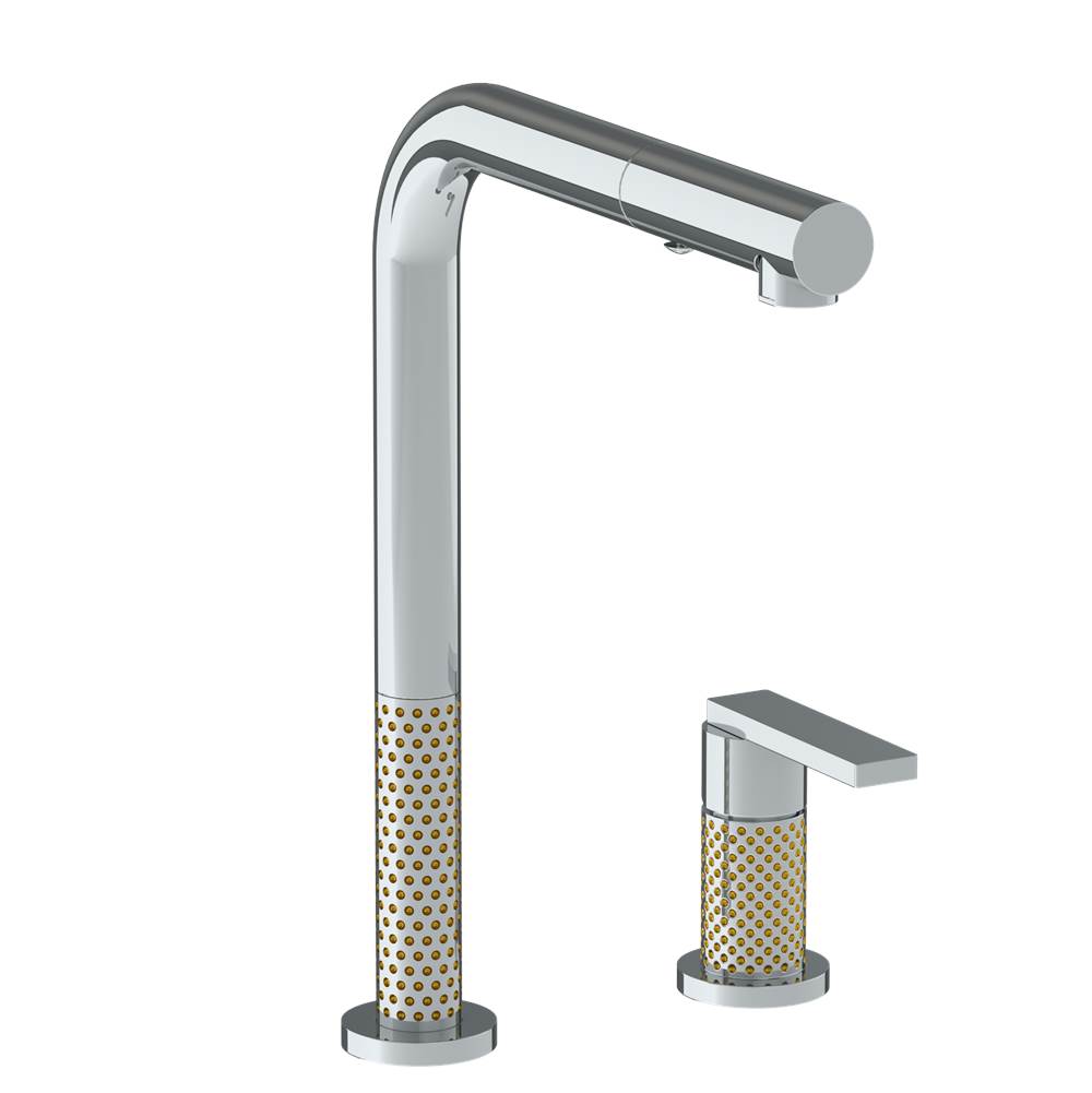 Watermark - Deck Mounted 2 Hole Square Top Kitchen Faucet with Pull Out Spray - Vintage Copper
