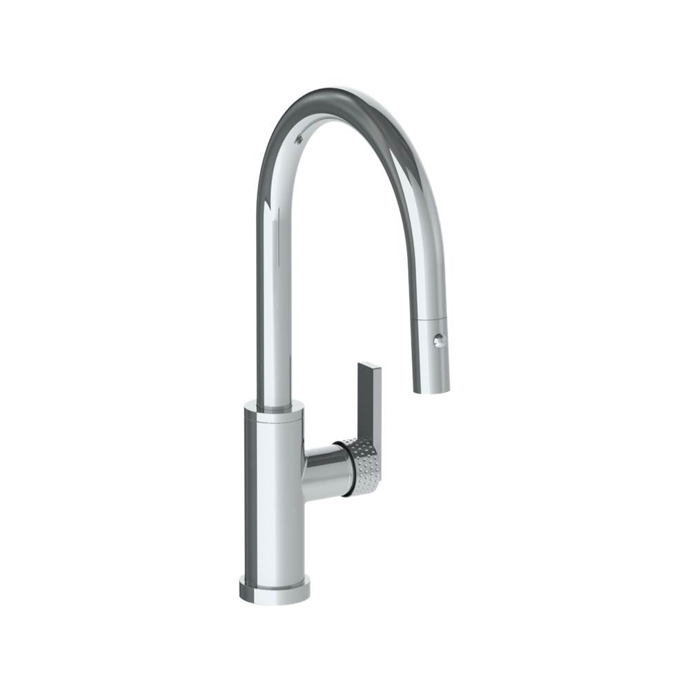 Watermark - Deck Mounted 1 Hole Gooseneck Kitchen Faucet with Pull Down Spray - Low Spout - Vintage Copper