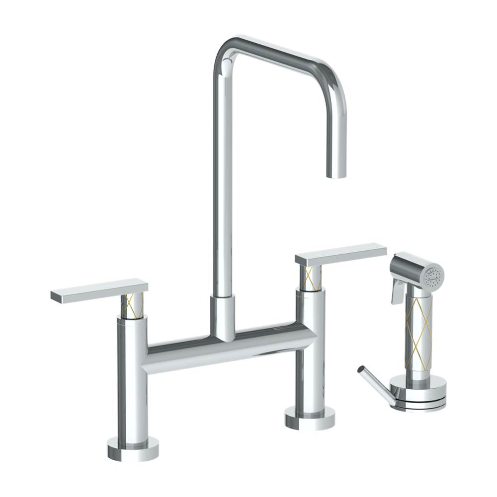 Watermark - Deck Mounted Bridge Square Top Kitchen Faucet with Independent Side Spray - Vintage Copper