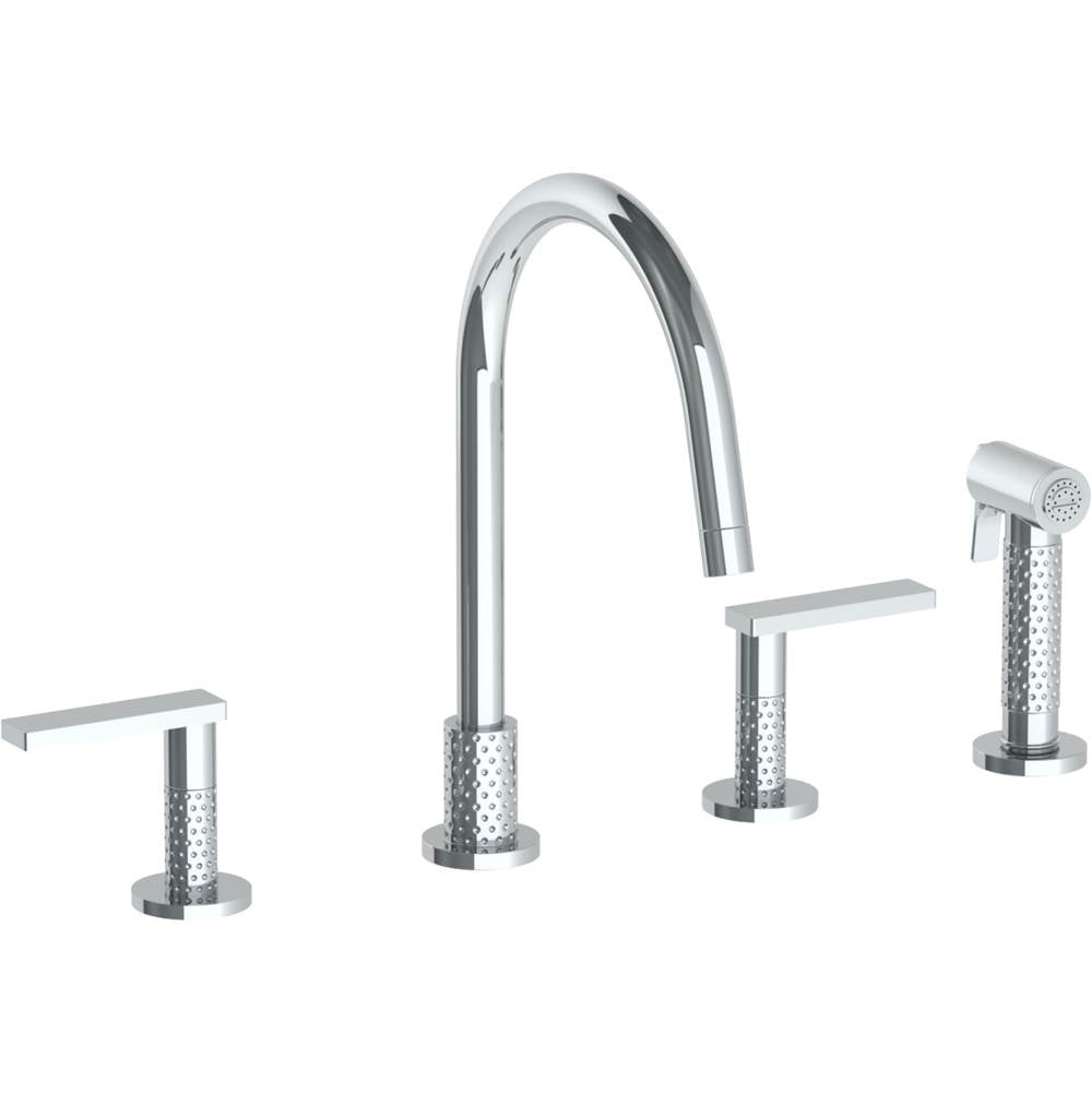 Watermark - Deck Mounted 4 Hole Gooseneck Kitchen Set - Includes Side Spray - Vintage Copper