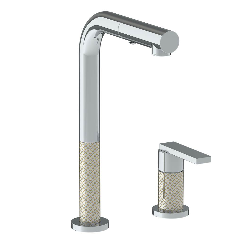 Watermark - Deck Mounted 2 Hole Square Top Prep Faucet with Pull Out Spray - Vintage Copper