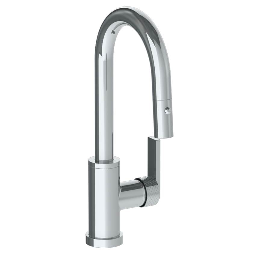 Watermark - Deck Mounted 1 Hole Gooseneck Prep Faucet with Pull Down Spray - Vintage Copper