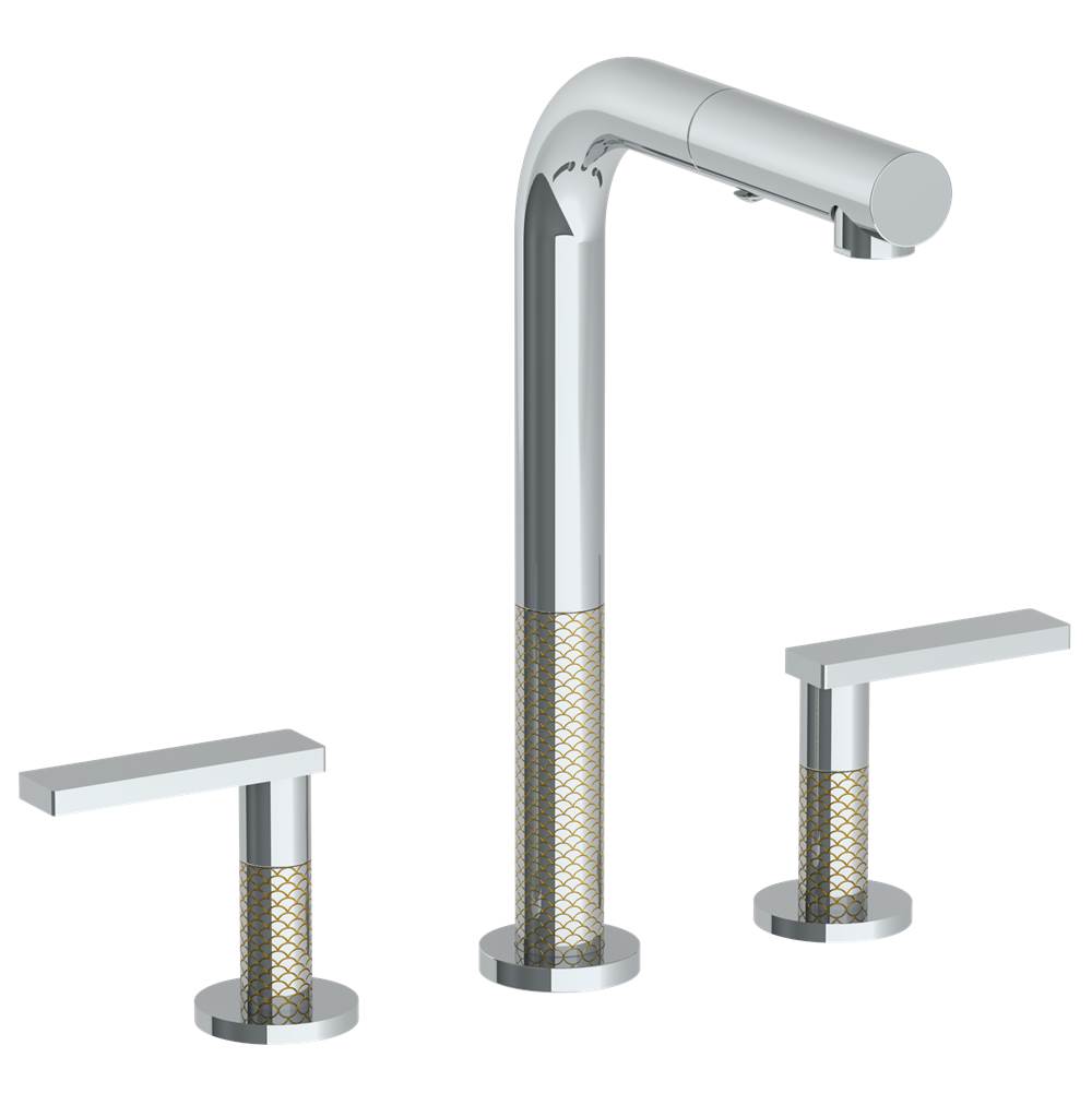 Watermark - Deck Mounted 3 Hole Square Top Prep Faucet with Pull Out Spray - Vintage Copper