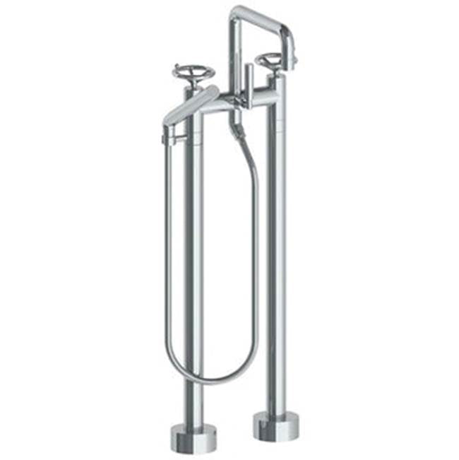 Watermark - Floor Standing Square Bath Set with Slim Hand Shower - Vintage Copper