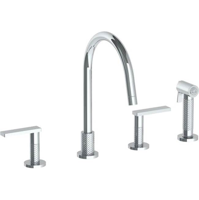 Watermark - Deck Mounted 4 Hole Gooseneck Kitchen Set - Includes Side Spray - Vintage Copper