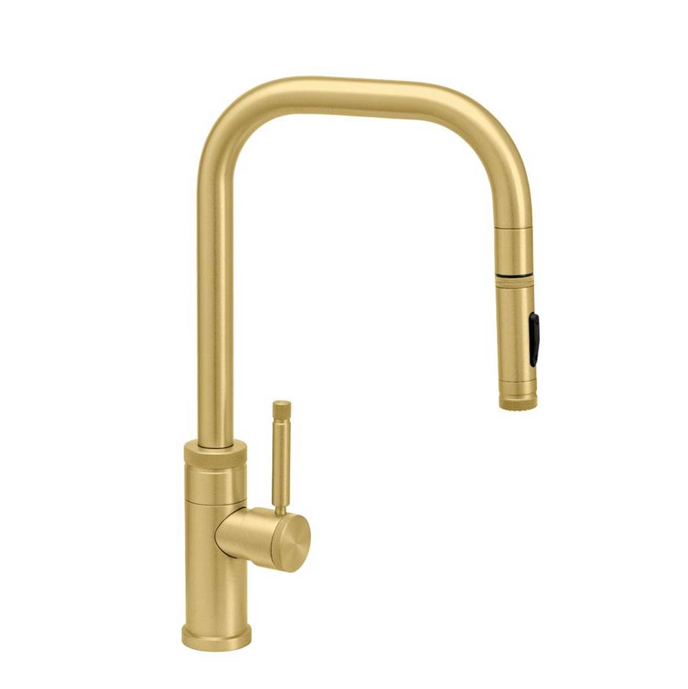 Waterstone - Waterstone Fulton Industrial PLP Pulldown Faucet - Toggle Sprayer - 2 pc. Suite - Satin Brass