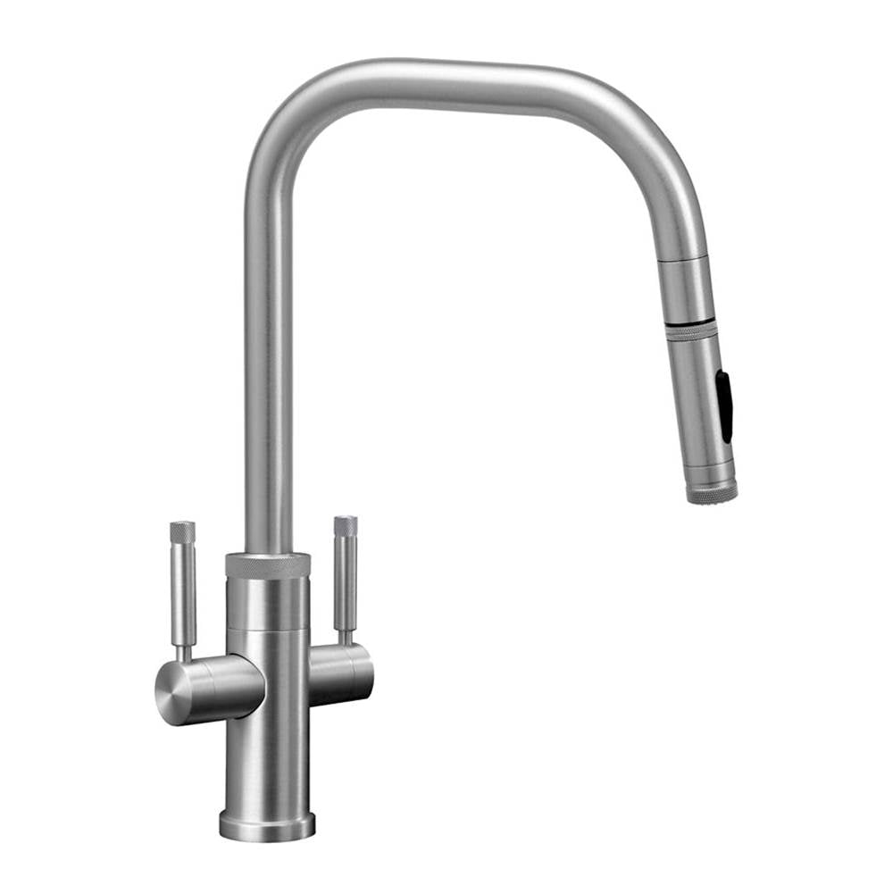 Waterstone - Fulton Industrial 2 Handle Plp Pulldown Faucet - Angled Spout - Toggle Spray - Unlacquered Polished Brass