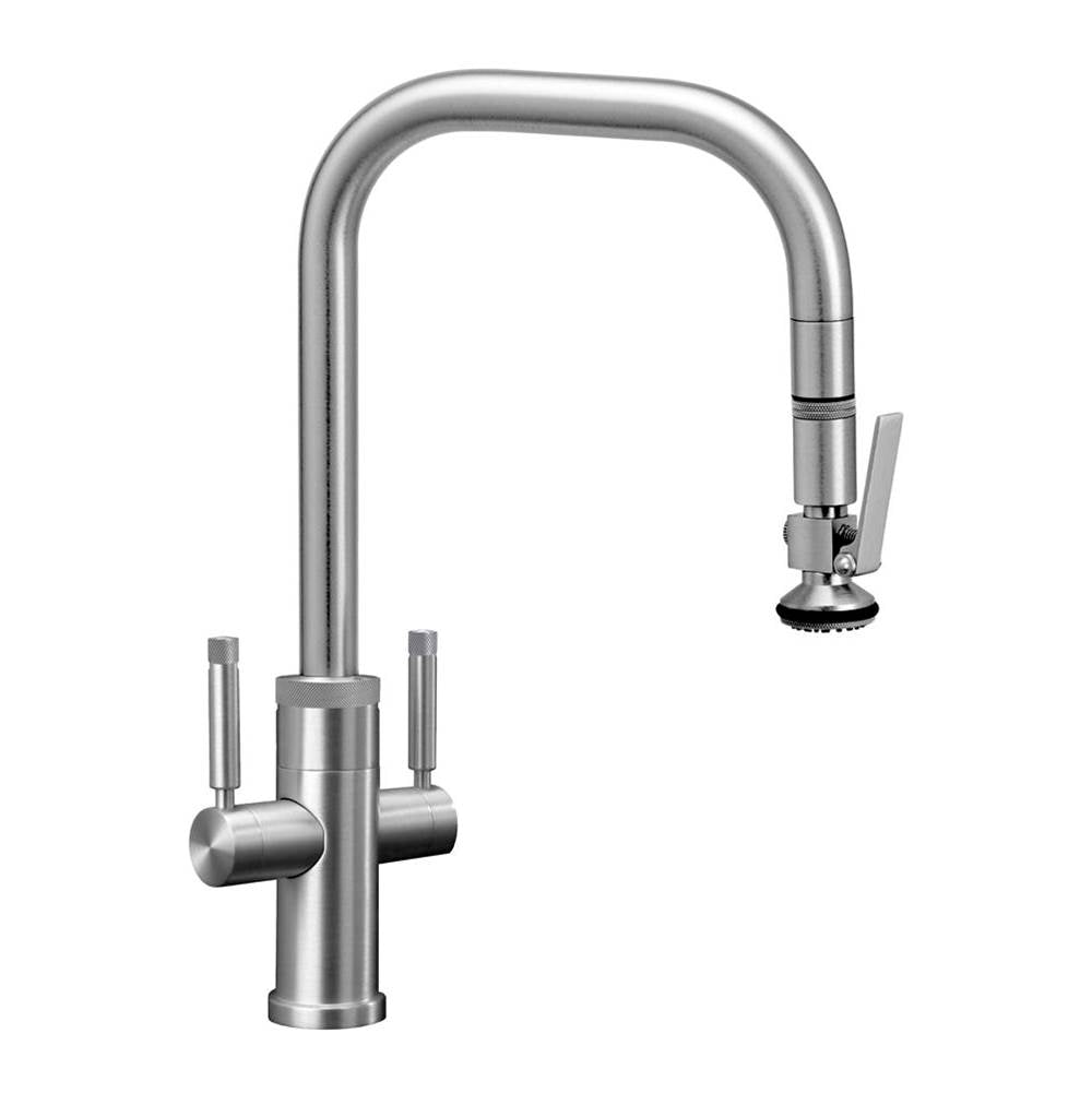 Waterstone - Fulton Industrial 2 Handle Plp Pulldown Faucet - Lever Sprayer - Unlacquered Polished Brass