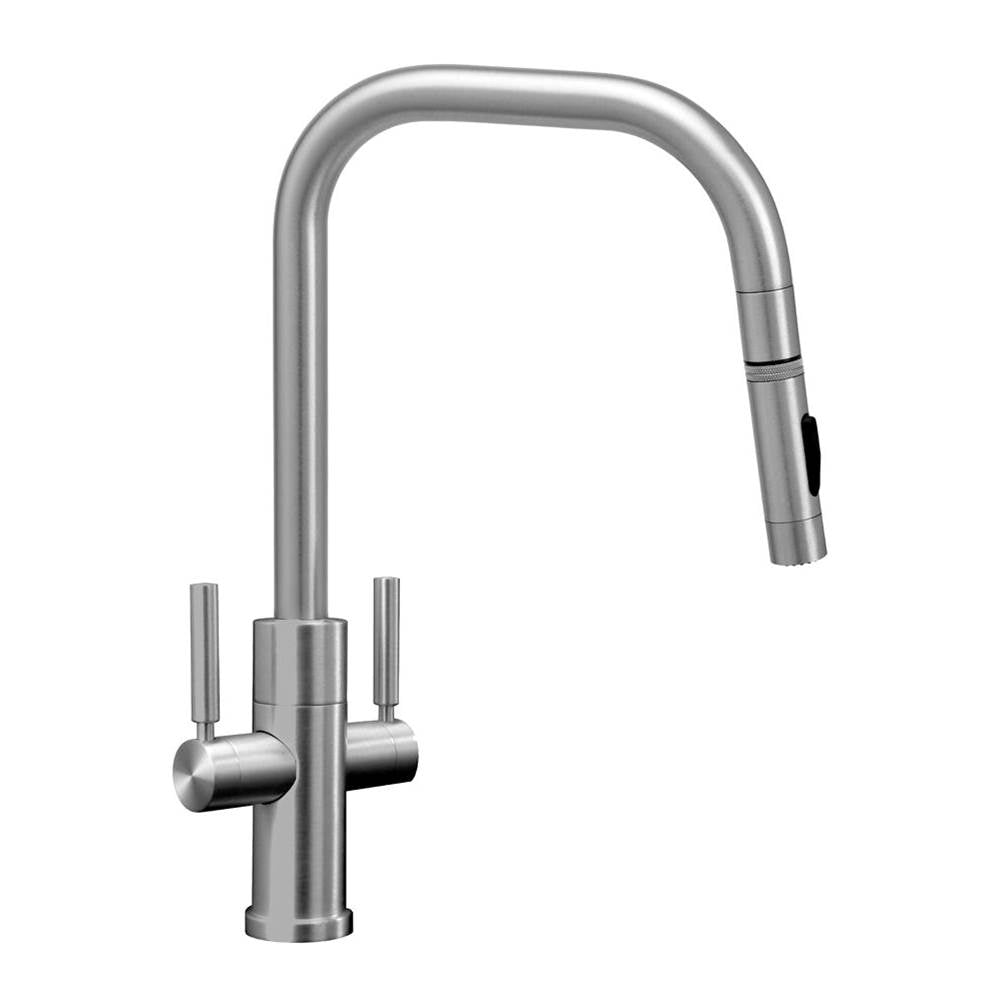 Waterstone - Fulton Modern 2 Handle Plp Pulldown Faucet - Angled Spout - Toggle Sprayer - Unlacquered Polished Brass