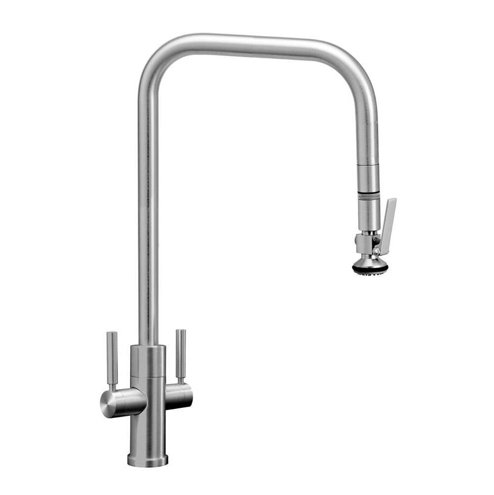 Waterstone - Fulton Modern Extended Reach 2 Handle Plp Faucet - Lever Sprayer - Unlacquered Polished Brass