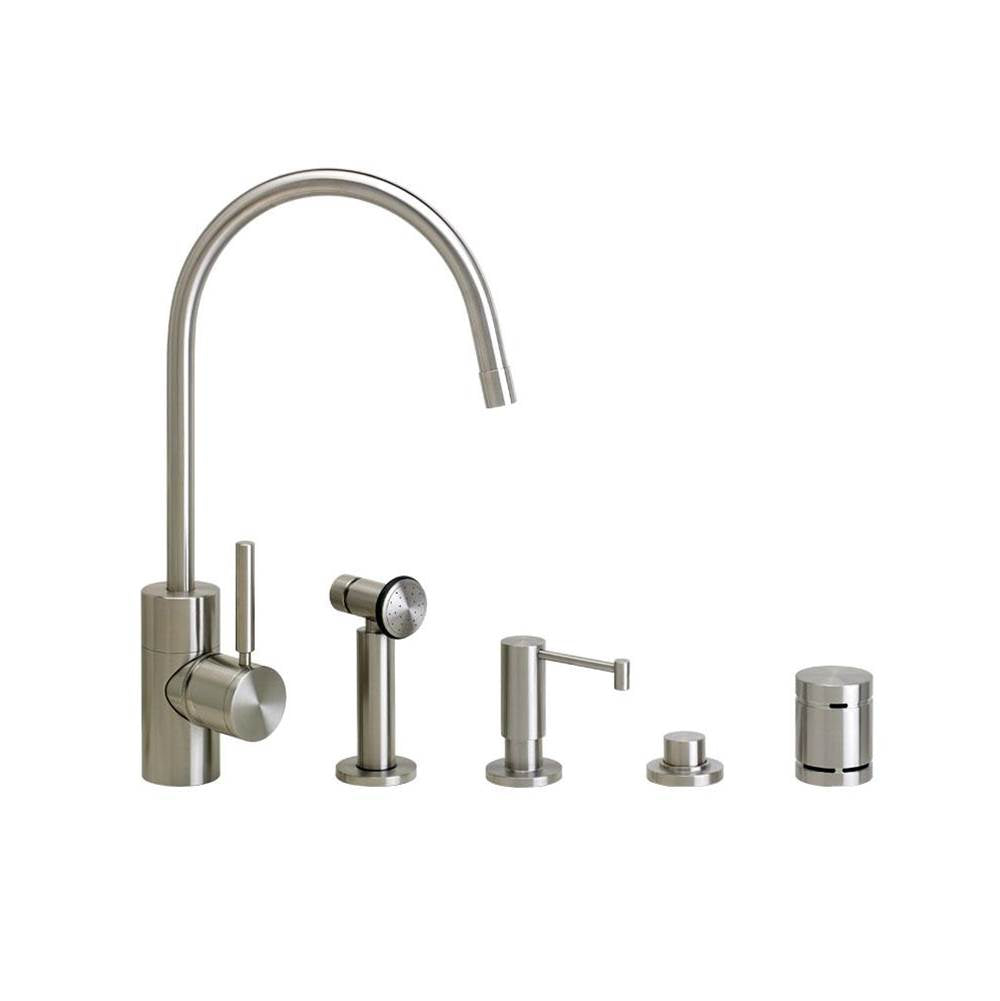 Waterstone - Waterstone Parche Kitchen Faucet - 4pc. Suite - Unlacquered Polished Brass