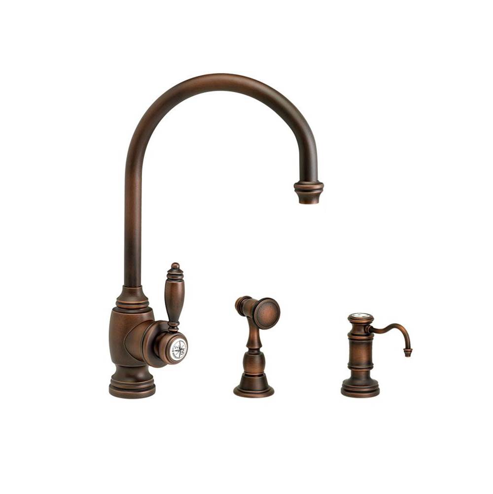 Waterstone - Waterstone Hampton Kitchen Faucet - 2pc. Suite - Unlacquered Polished Brass