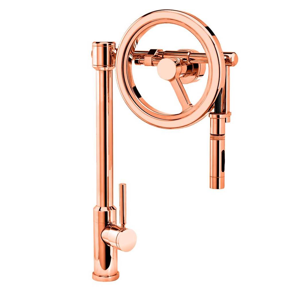 Waterstone - Waterstone Endeavor Wheel Pulldown Faucet - Toggle Sprayer - Polished Copper