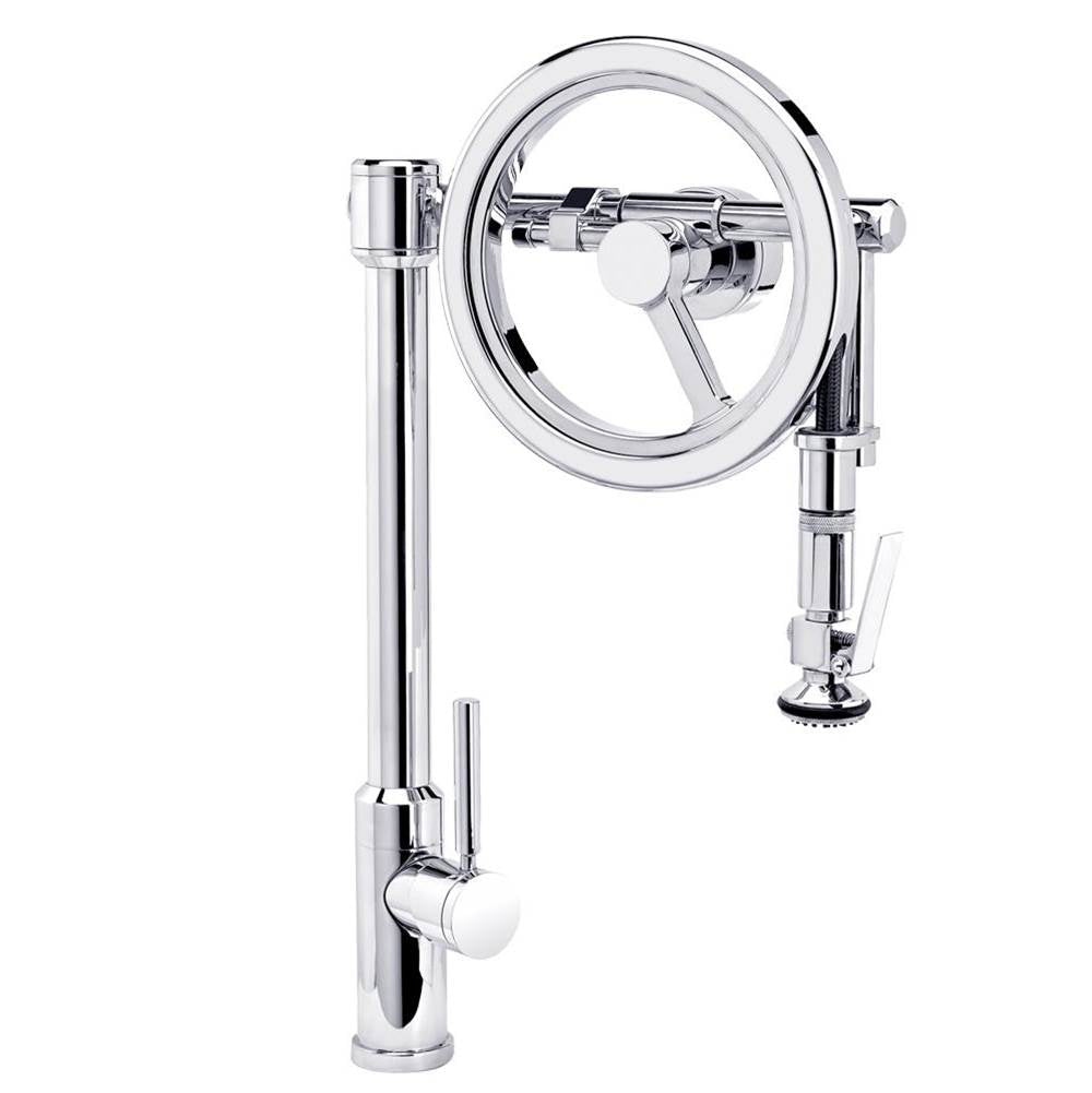 Waterstone - Waterstone Endeavor Wheel Pulldown Faucet - Lever Sprayer - Chrome