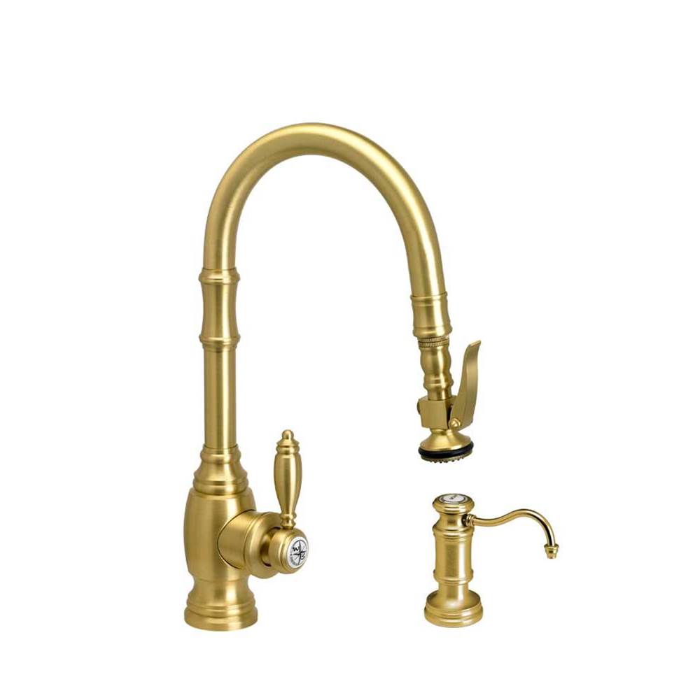 Waterstone - Waterstone Traditional Prep Size PLP Pulldown Faucet - Angled Spout - 2pc. Suite - Matte White