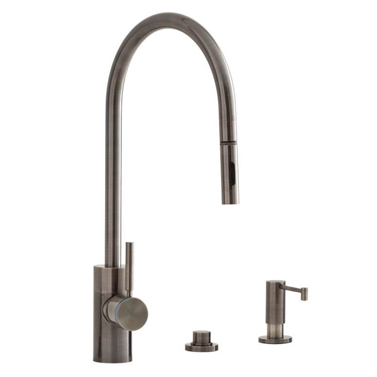 Waterstone - Waterstone Contemporary Extended Reach PLP Pulldown Faucet - Toggle Sprayer - 3pc. Suite - Classic Bronze