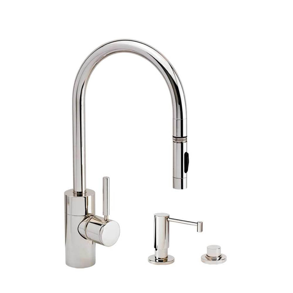 Waterstone - Waterstone Contemporary PLP Pulldown Faucet - Lever Sprayer - 3pc. Suite - Matte White