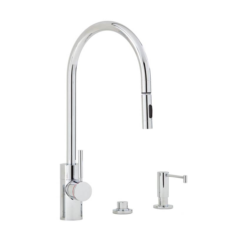 Waterstone - Waterstone Contemporary PLP Pulldown Faucet - Lever Sprayer - 3pc. Suite - Classic Bronze
