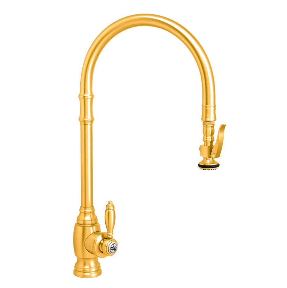 Waterstone - Waterstone Traditional Extended Reach PLP Pulldown Faucet - Satin Gold