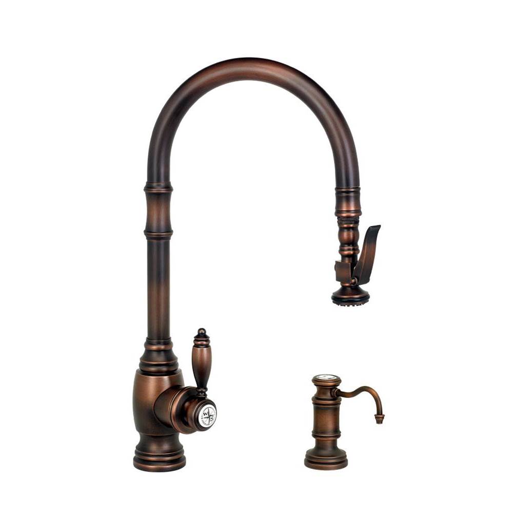 Waterstone - Waterstone Traditional PLP Pulldown Faucet - 2pc. Suite - Unlacquered Polished Brass