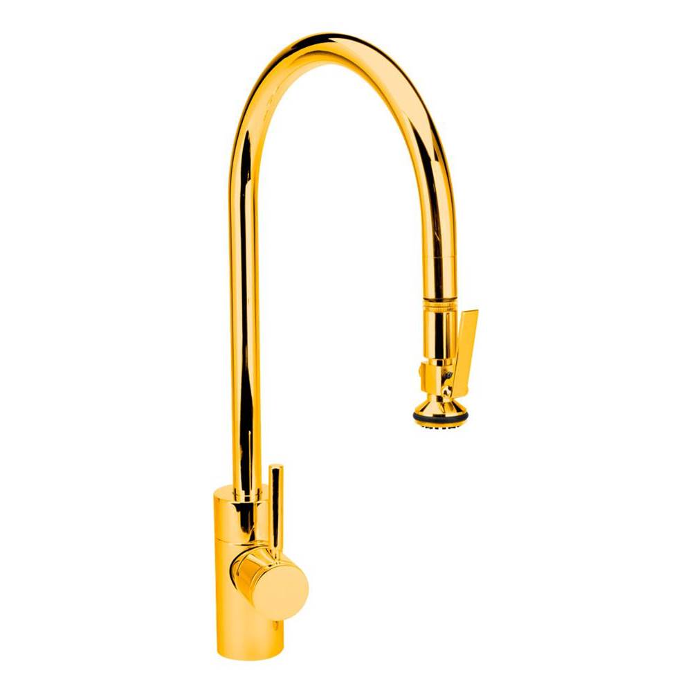 Waterstone - Waterstone Contemporary Extended Reach PLP Pulldown Faucet - Lever Sprayer - Polished Gold
