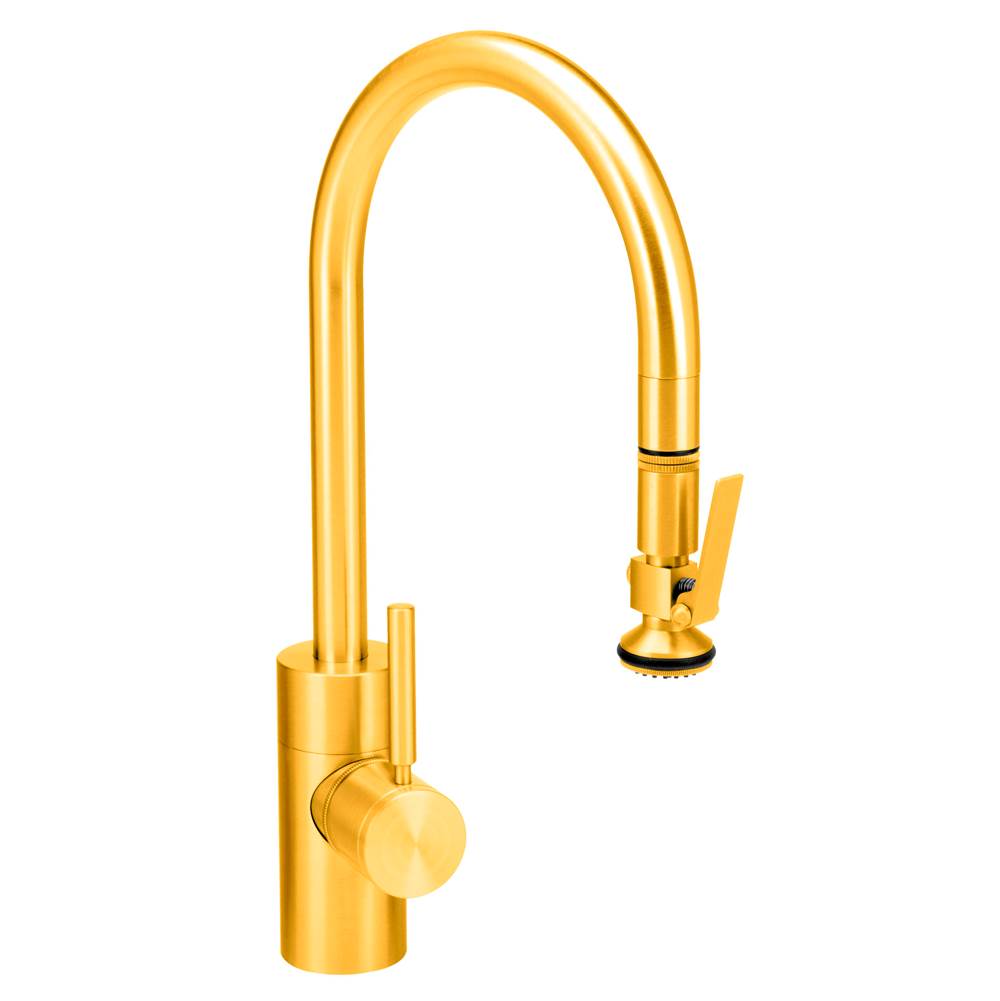 Waterstone - Waterstone Contemporary PLP Pulldown Faucet - Lever Sprayer - Satin Gold