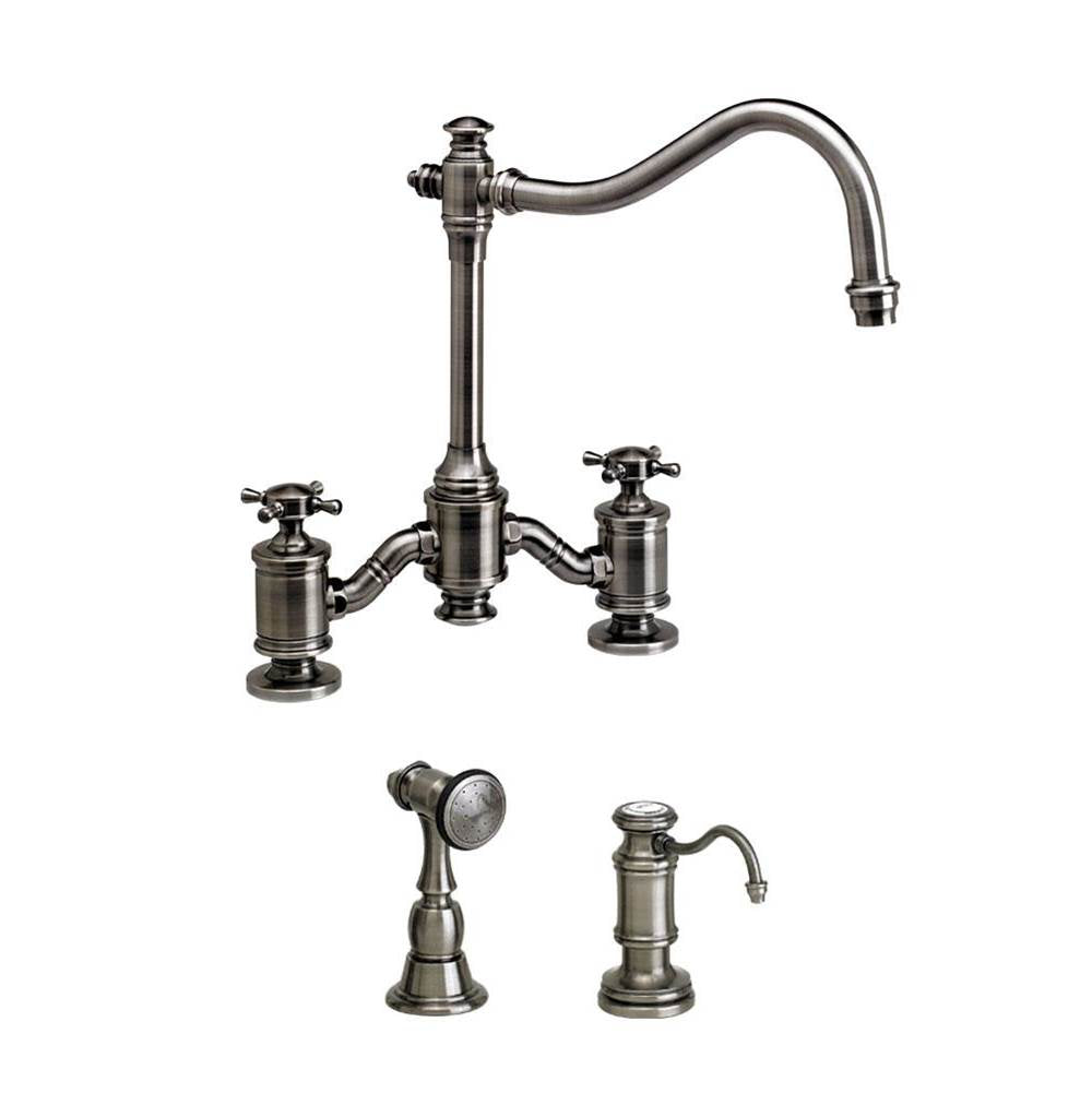 Waterstone - Waterstone Annapolis Bridge Faucet - Cross Handles - 2pc. Suite - Matte White