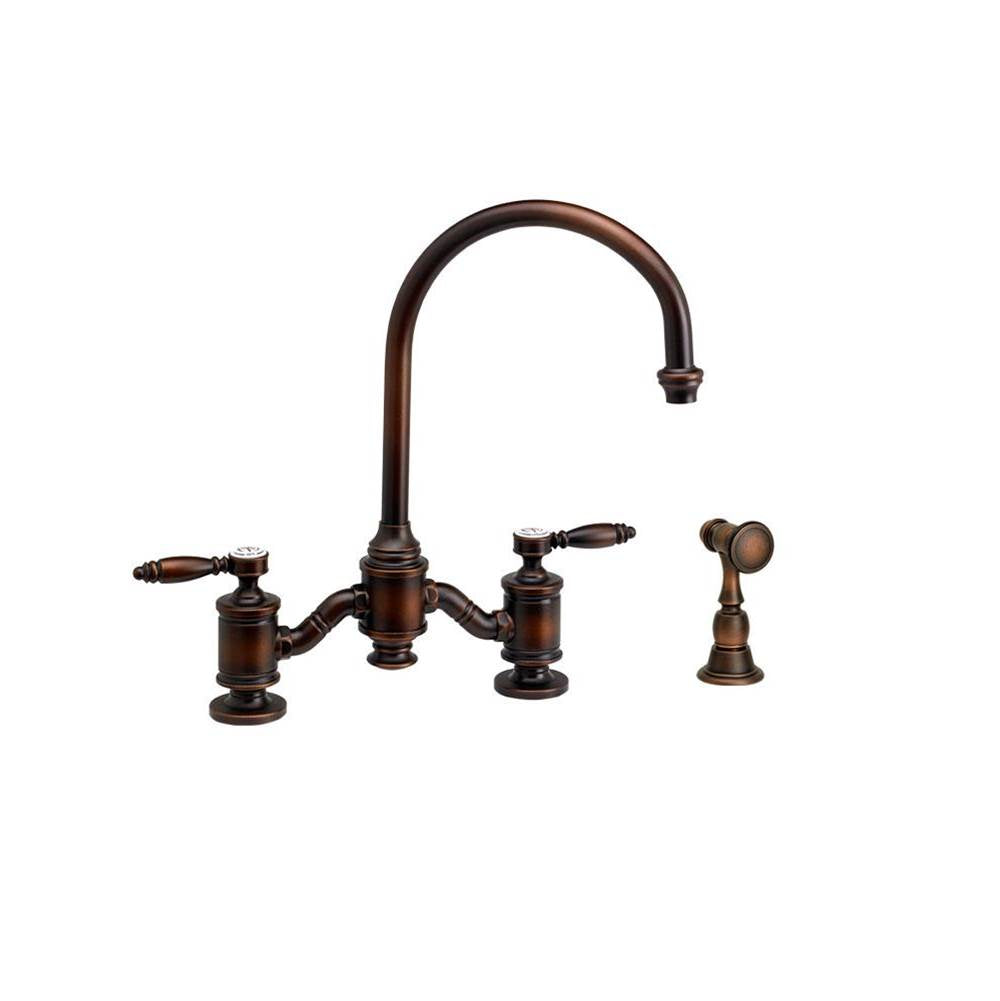 Waterstone - Waterstone Hampton Bridge Faucet - Lever Handles w/ Side Spray - Matte White