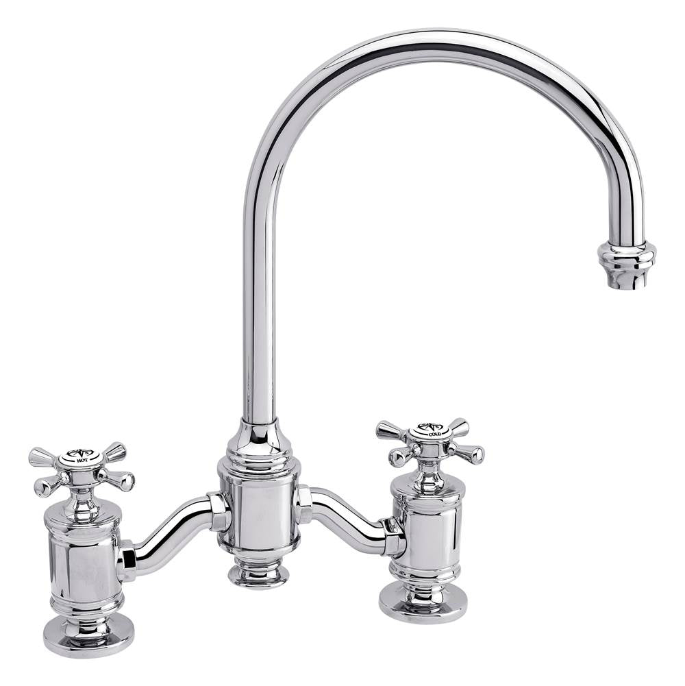 Waterstone - Waterstone Hampton Bridge Faucet - Cross Handles - Unlacquered Polished Brass