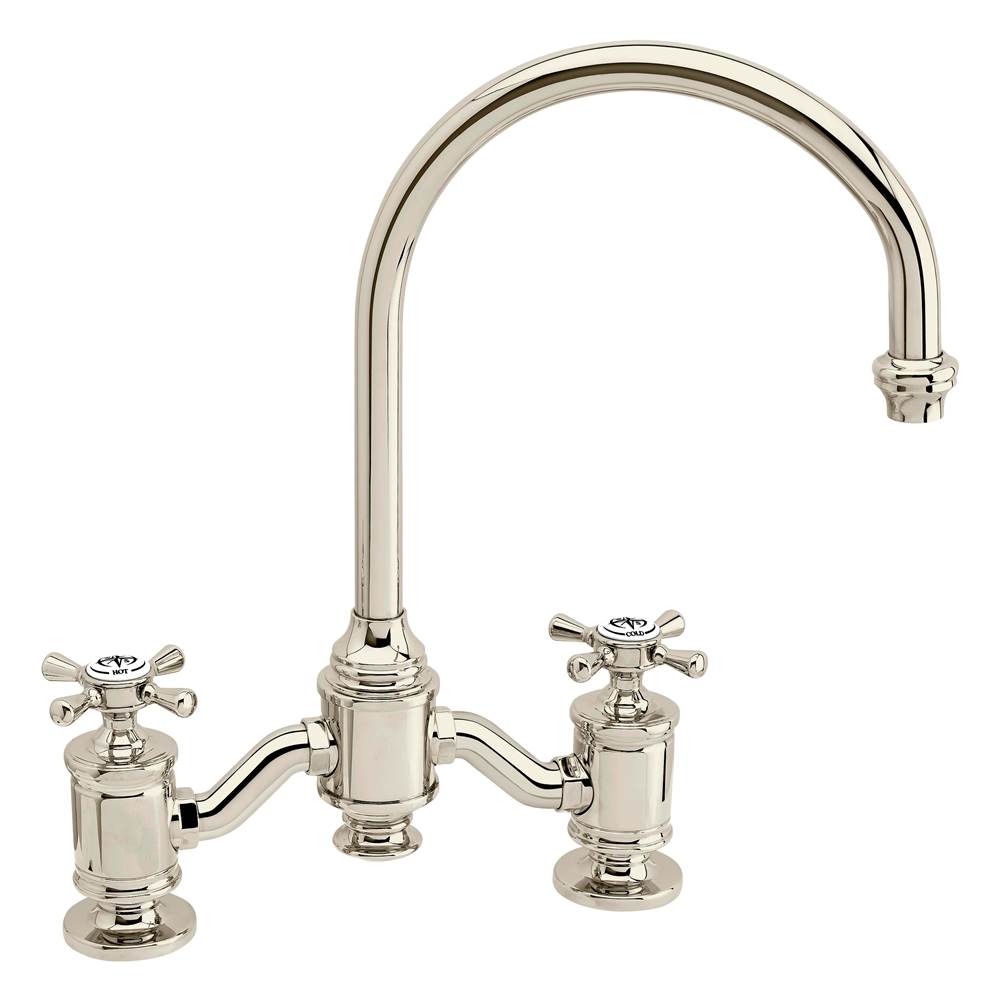 Waterstone - Waterstone Hampton Bridge Faucet - Cross Handles - Polished Nickel