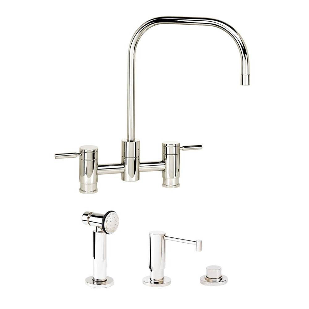 Waterstone - Waterstone Fulton Bridge Faucet - 3pc. Suite - Unlacquered Polished Brass