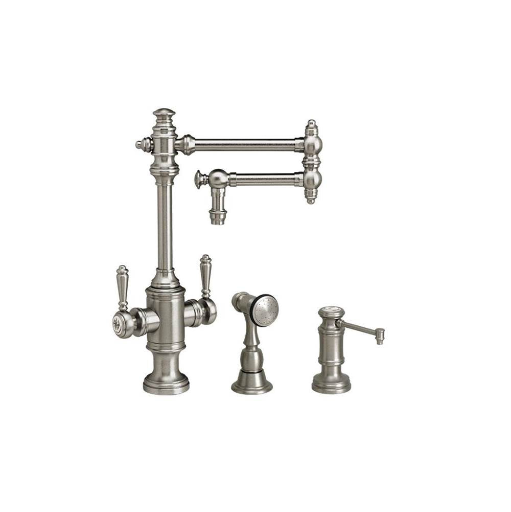 Waterstone - Waterstone Towson Two Handle Kitchen Faucet - 12'' Articulated Spout - 2pc. Suite - Matte White