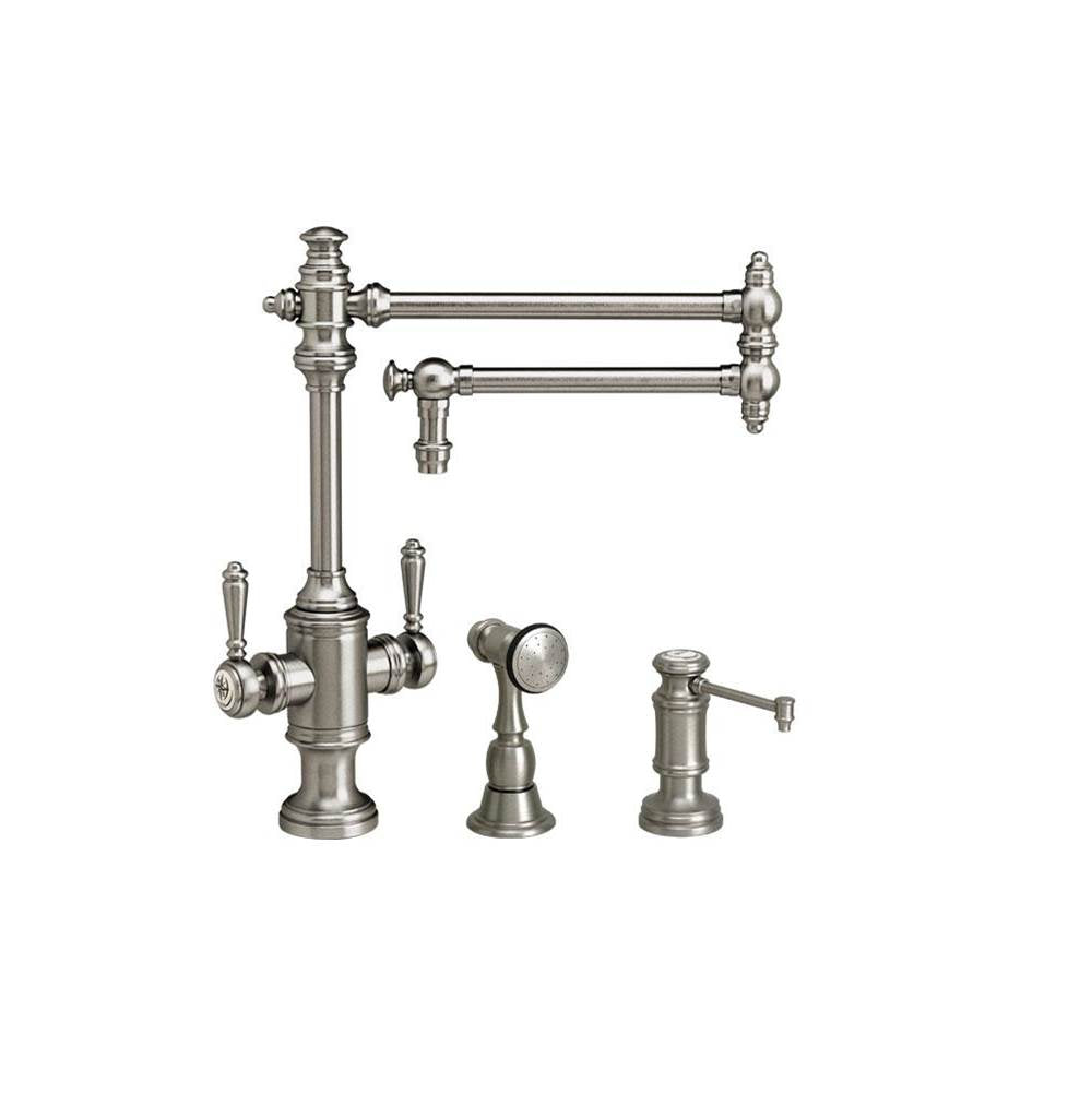 Waterstone - Waterstone Towson Two Handle Kitchen Faucet - 18'' Spout - 2pc. Suite - Unlacquered Polished Brass