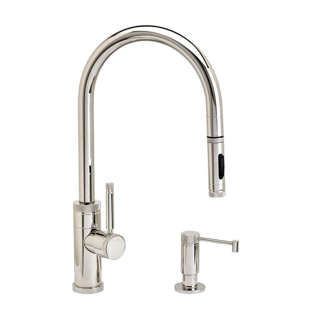 Waterstone - Waterstone Industrial PLP Pulldown Faucet -Toggle Sprayer - 2pc. Suite - Unlacquered Polished Brass